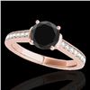 Image 1 : 1.5 ctw Certified VS Black Diamond Solitaire Ring 10k Rose Gold - REF-58G6W