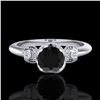 Image 2 : 1 ctw Fancy Black Diamond Engagment Art Deco Ring 18k White Gold - REF-80W2H
