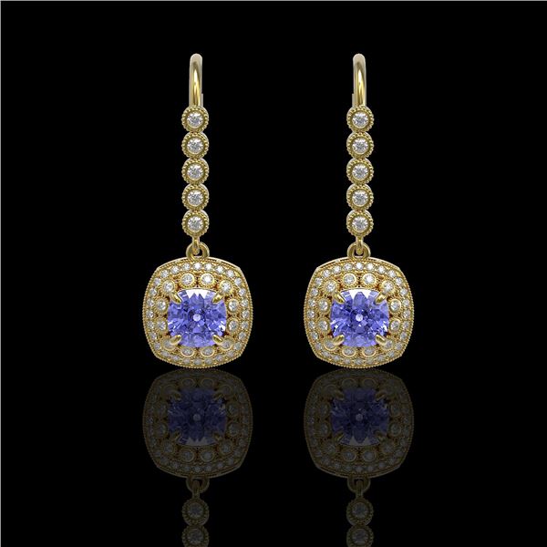 5.2 ctw Certified Tanzanite & Diamond Victorian Earrings 14K Yellow Gold - REF-172M8G