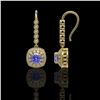 Image 2 : 5.2 ctw Certified Tanzanite & Diamond Victorian Earrings 14K Yellow Gold - REF-172M8G