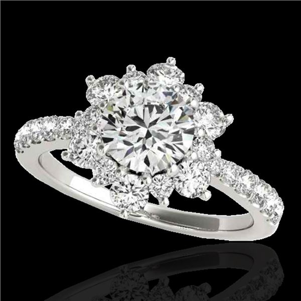 2 ctw Certified Diamond Solitaire Halo Ring 10k White Gold - REF-238M6G