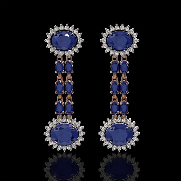 10.23 ctw Sapphire & Diamond Earrings 14K Rose Gold - REF-227X3A