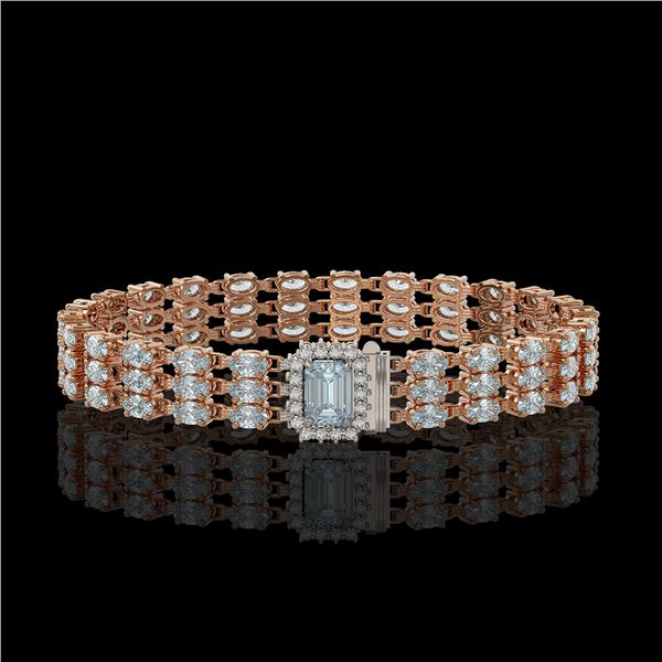 26.02 ctw Sky Topaz & Diamond Bracelet 14K Rose Gold - REF-318R2K