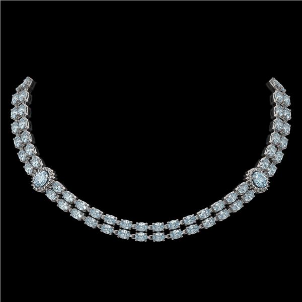 39.28 ctw Sky Topaz & Diamond Necklace 14K White Gold - REF-454R5K