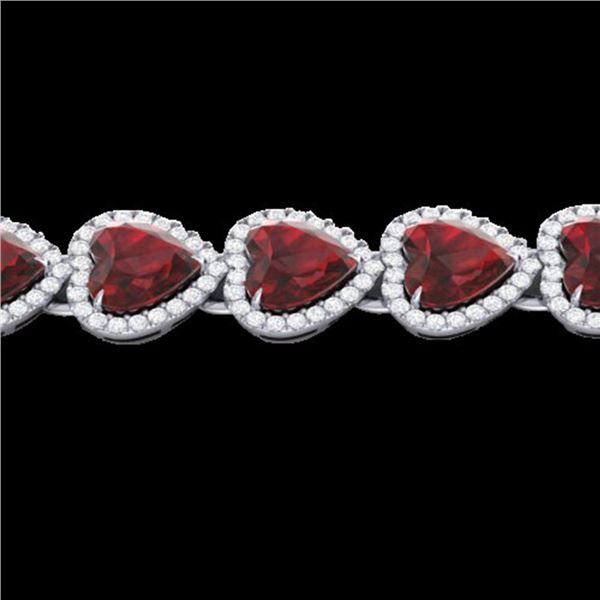 25 ctw Garnet & Micro Pave VS/SI Diamond Bracelet Heart 14k White Gold - REF-415R5K