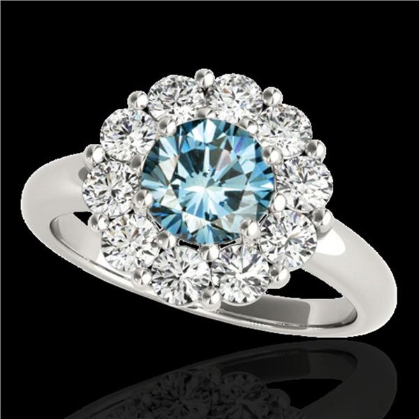 2.85 ctw SI Certified Fancy Blue Diamond Halo Ring 10k White Gold - REF-259G3W