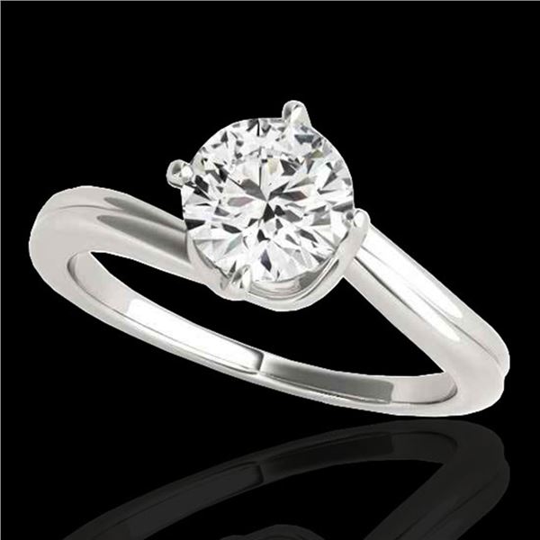 1 ctw Certified Diamond Bypass Solitaire Ring 10k White Gold - REF-177A3N