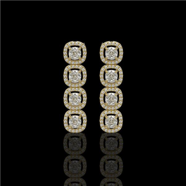 3.84 ctw Cushion Cut Diamond Micro Pave Earrings 18K Yellow Gold - REF-337Y5X