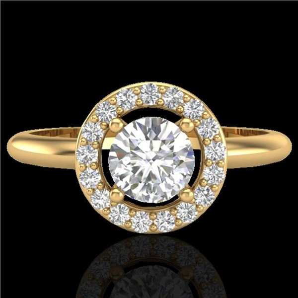 0.75 ctw Micro Pave Halo VS/SI Diamond Certified Ring 18k Yellow Gold - REF-110K8Y