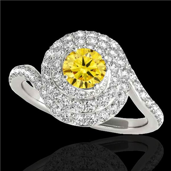 2.11 ctw Certified SI/I Fancy Intense Yellow Diamond Ring 10k White Gold - REF-259K3Y