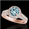 Image 1 : 1.8 ctw SI Certified Fancy Blue Diamond Solitaire Halo Ring 10k Rose Gold - REF-163W6H