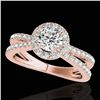 Image 1 : 2 ctw Certified Diamond Solitaire Halo Ring 10k Rose Gold - REF-252X3A