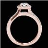 Image 2 : 2 ctw Certified Diamond Solitaire Halo Ring 10k Rose Gold - REF-252X3A