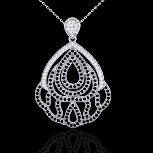 1.50 ctw Micro Black & VS/SI Diamond Necklace Designer 18k White Gold - REF-168M5G