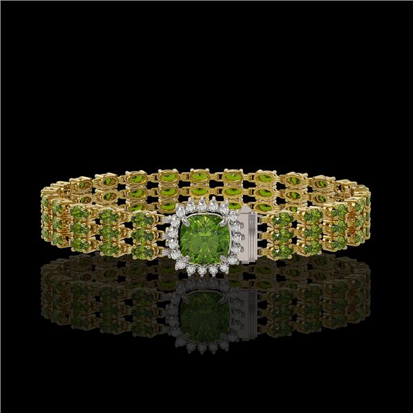 28.56 ctw Tourmaline & Diamond Bracelet 14K Yellow Gold - REF-404R8K