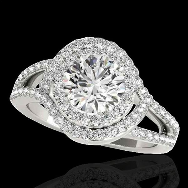 2.15 ctw Certified Diamond Solitaire Halo Ring 10k White Gold - REF-257H8R