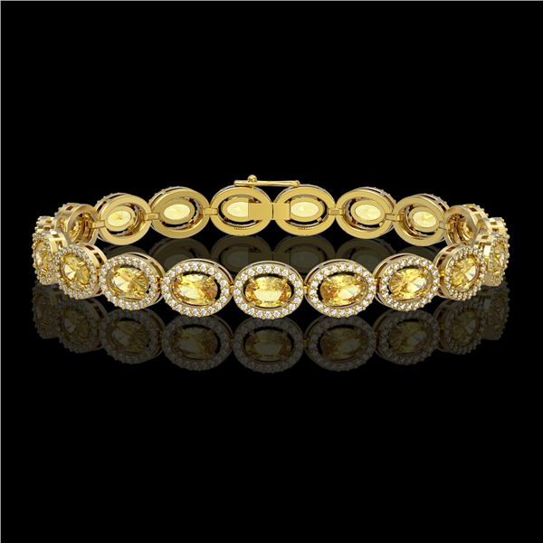 12.73 ctw Fancy Citrine & Diamond Micro Pave Halo Bracelet 10k Yellow Gold - REF-263G6W