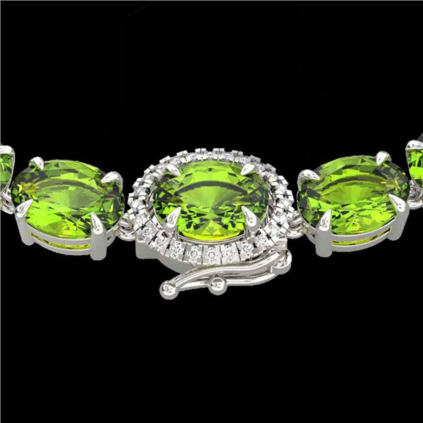 80 ctw Peridot & VS/SI Diamond Micro Pave Necklace 14k White Gold - REF-418N2F