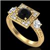 Image 1 : 1.55 ctw Fancy Black Diamond Art Deco 3 Stone Ring 18k Yellow Gold - REF-149W3H