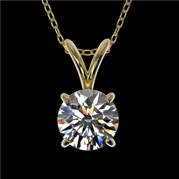 0.72 ctw Certified Quality Diamond Solitaire Necklace 10k Yellow Gold - REF-61A8N