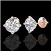 Image 2 : 3.01 ctw VS/SI Diamond Solitaire Art Deco Stud Earrings 18k Rose Gold - REF-908M2G