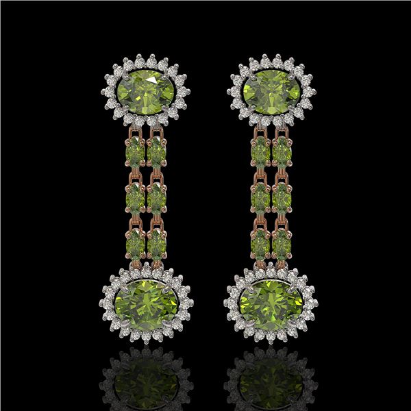 8.69 ctw Tourmaline & Diamond Earrings 14K Rose Gold - REF-227N3F
