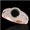 Image 1 : 1.5 ctw Certified VS Black Diamond Solitaire Halo Ring 10k Rose Gold - REF-57G8W
