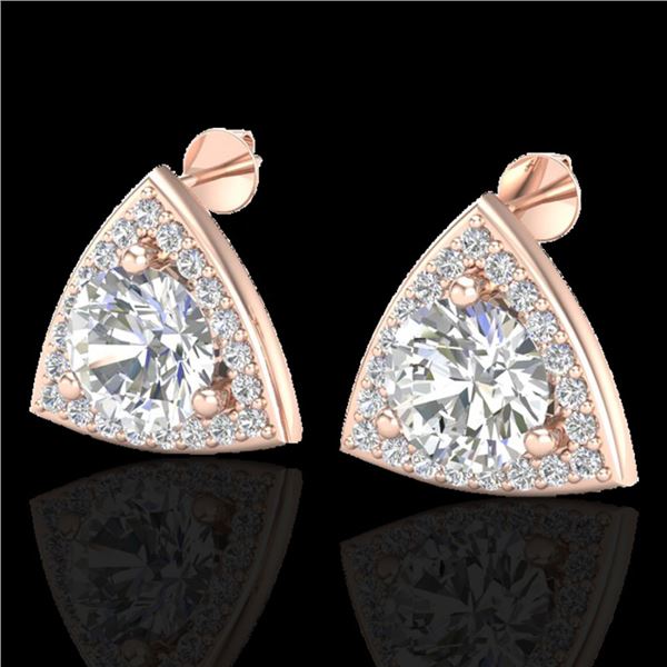 3 ctw Micro Pave VS/SI Diamond Certified Stud Earrings 14k Rose Gold - REF-819A5N