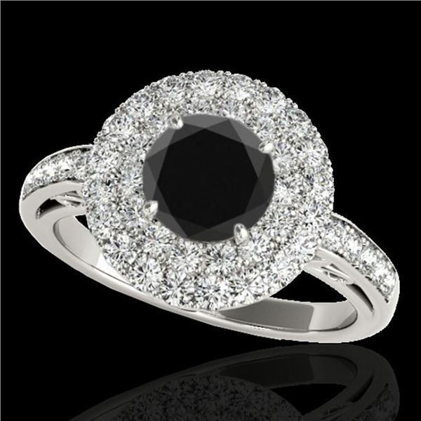 2.25 ctw Certified VS Black Diamond Solitaire Halo Ring 10k White Gold - REF-93H5R