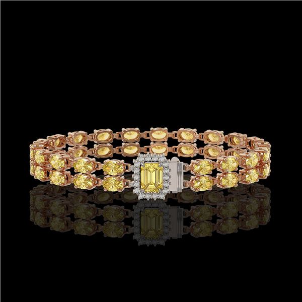 13.88 ctw Citrine & Diamond Bracelet 14K Rose Gold - REF-236M4G