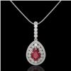 Image 2 : 4.97 ctw Certified Ruby & Diamond Victorian Necklace 14K White Gold - REF-160K2Y