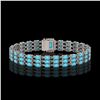 Image 3 : 19.27 ctw Turquoise & Diamond Bracelet 14K White Gold - REF-318F2M