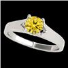 Image 1 : 1 ctw Certified SI/I Fancy Intense Yellow Diamond Ring 10k White Gold - REF-184K3Y