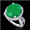 Image 2 : 12 ctw Emerald & Micro Pave VS/SI Diamond Ring 18k White Gold - REF-143F6M