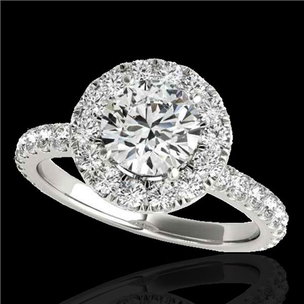 1.75 ctw Certified Diamond Solitaire Halo Ring 10k White Gold - REF-204K5Y