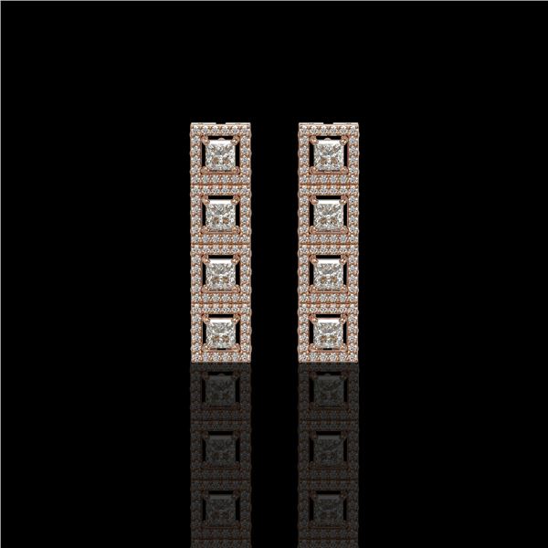 4.01 ctw Princess Cut Diamond Micro Pave Earrings 18K Rose Gold - REF-346W3H