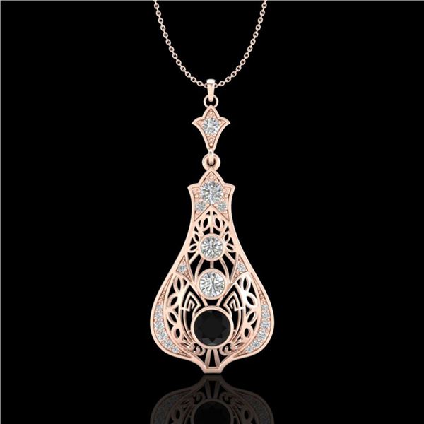 1.75 ctw Fancy Black Diamond Art Deco Stud Necklace 18k Rose Gold - REF-172G8W