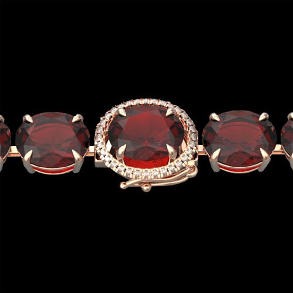 65 ctw Garnet & Micro Pave VS/SI Diamond Bracelet 14k Rose Gold - REF-209R3K