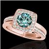 Image 1 : 1.33 ctw SI Certified Fancy Blue Diamond Halo Ring 10k Rose Gold - REF-163N6F