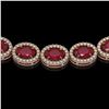 Image 3 : 34.11 ctw Ruby & Diamond Micro Pave Halo Necklace 10k Rose Gold - REF-672Y8X