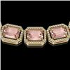 Image 3 : 81.64 ctw Morganite & Diamond Micro Pave Halo Necklace 10k Yellow Gold - REF-1728A2N