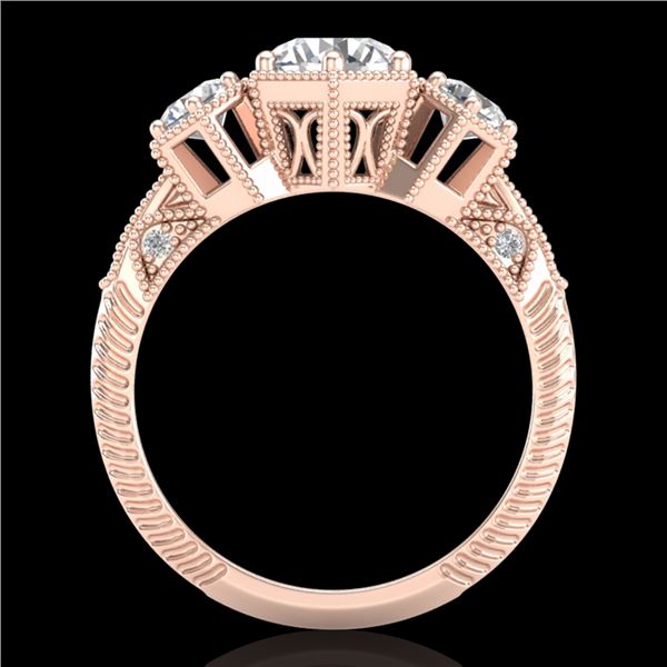 1.66 ctw VS/SI Diamond Solitaire Art Deco 3 Stone Ring 18k Rose Gold - REF-445W5H