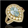 Image 1 : 3.82 ctw Certified Aquamarine & Diamond Victorian Ring 14K Yellow Gold - REF-168N8F