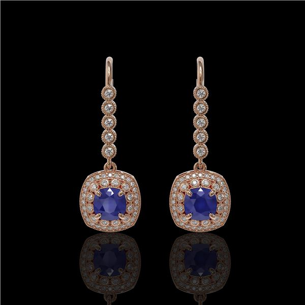 5.1 ctw Certified Sapphire & Diamond Victorian Earrings 14K Rose Gold - REF-172W8H