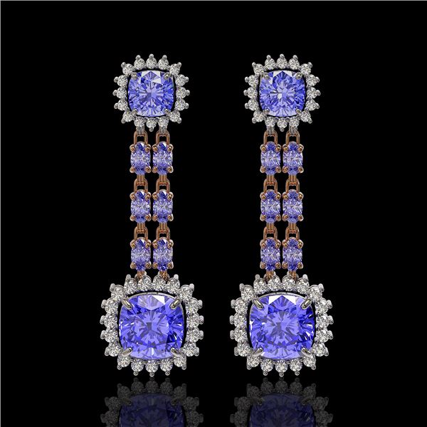 20.06 ctw Tanzanite & Diamond Earrings 14K Rose Gold - REF-469N6F