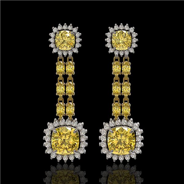 19.46 ctw Citrine & Diamond Earrings 14K Yellow Gold - REF-235X3A