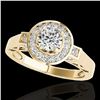 Image 1 : 1.5 ctw Certified Diamond Solitaire Halo Ring 10k Yellow Gold - REF-204G5W