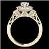 Image 2 : 1.5 ctw Certified Diamond Solitaire Halo Ring 10k Yellow Gold - REF-204G5W