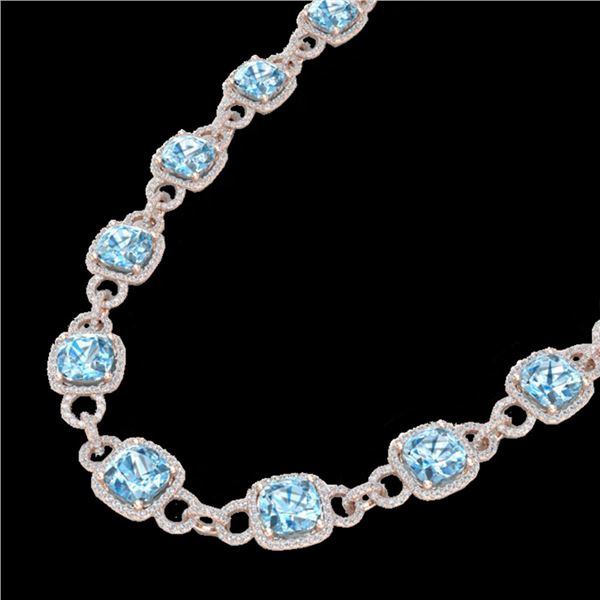 66 ctw TOPAZ & Micro VS/SI Diamond Eternity Necklace 14k Rose Gold - REF-881R8K