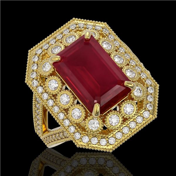 7.11 ctw Certified Ruby & Diamond Victorian Ring 14K Yellow Gold - REF-171M5G